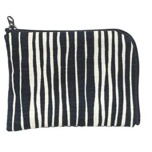 L形拉鍊卡袋錢包-白紋相間-日本直送